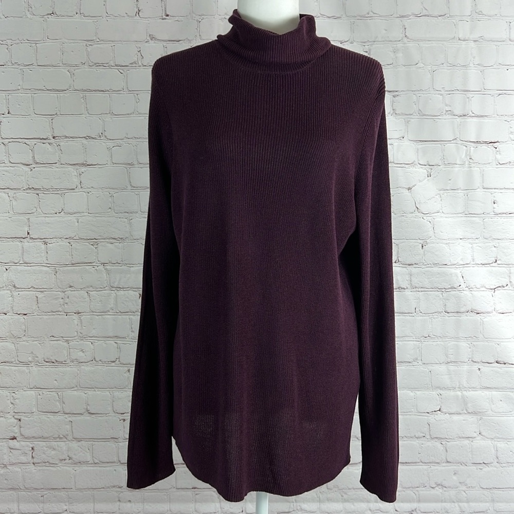 Eileen Fisher Tencel Silk Blend Turtleneck Sweater Top Size XL